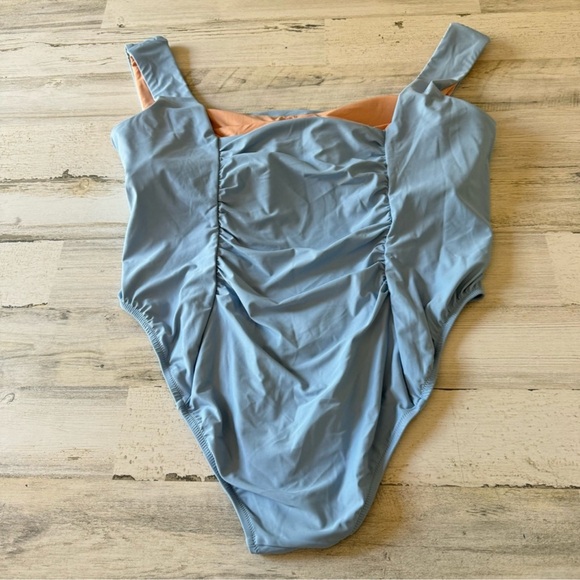 NWT J. Crew Ruched squareneck one-piece BF179 BLUE - Picture 4 of 6